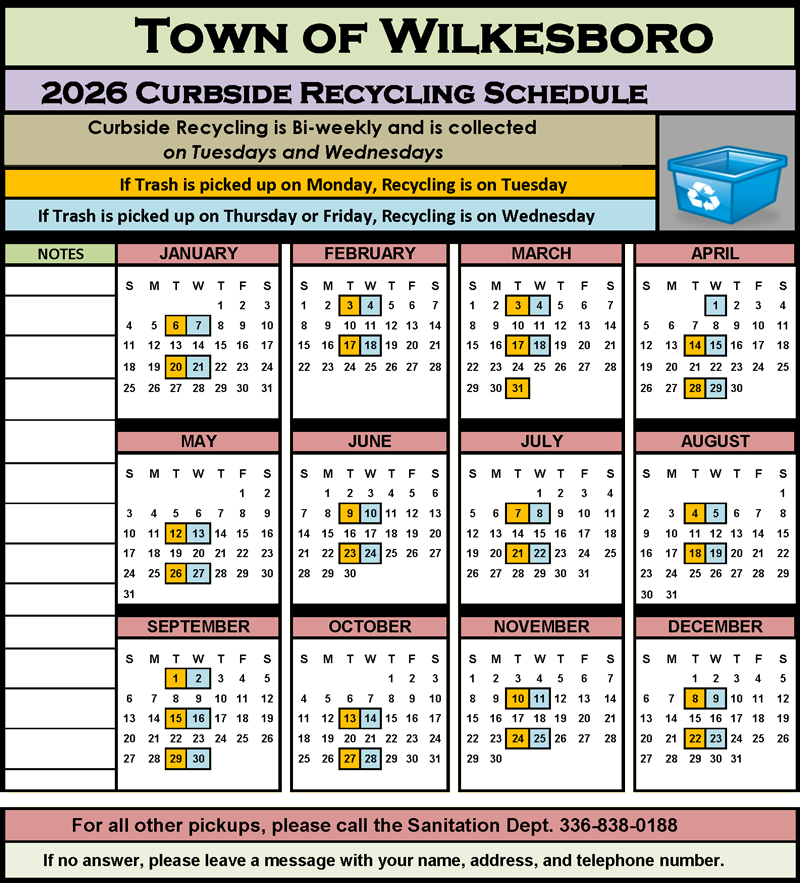 2026 recycling calendar