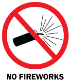 No Fireworks allowed in the park sign No fireworks allowed in the park