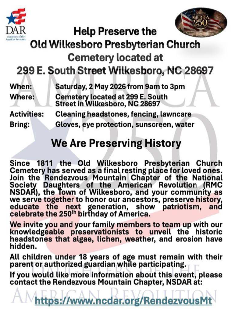 Old Presbyterian Cemetery Cleanup on May 2, 2026