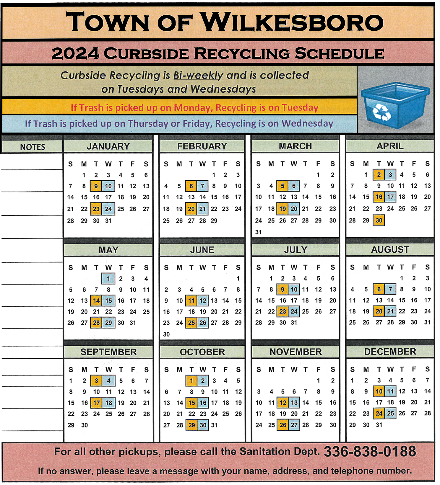 2024 Bi weekly Recycle Schedule 2024 Bi weekly Recycle Schedule