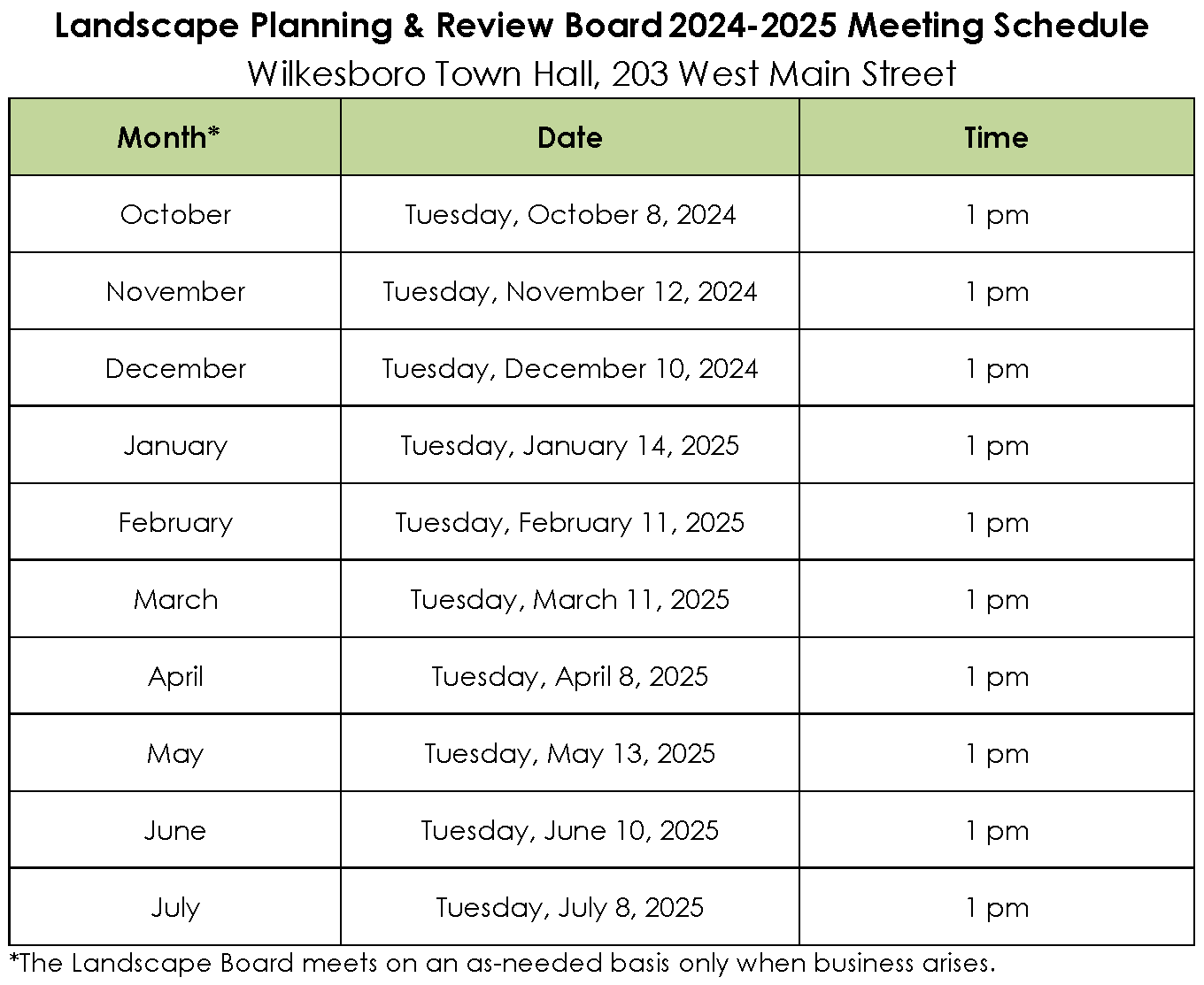 2023-2024 Landscape Meeting Schedule 2023-2024 Landscape Meeting Schedule