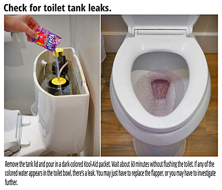 toilet leak test with kool-aid or food coloring